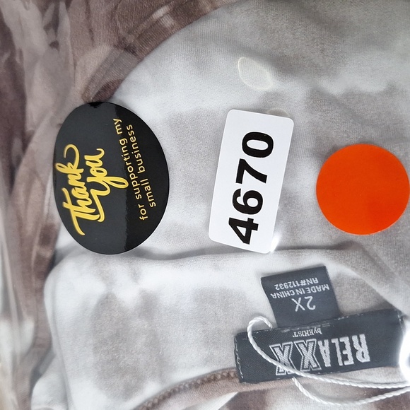 Relaxx Brown White Short Sleeve Bohemian Boho Hippie Tie Dye Midi Dress Size 2X - Picture 13 of 13